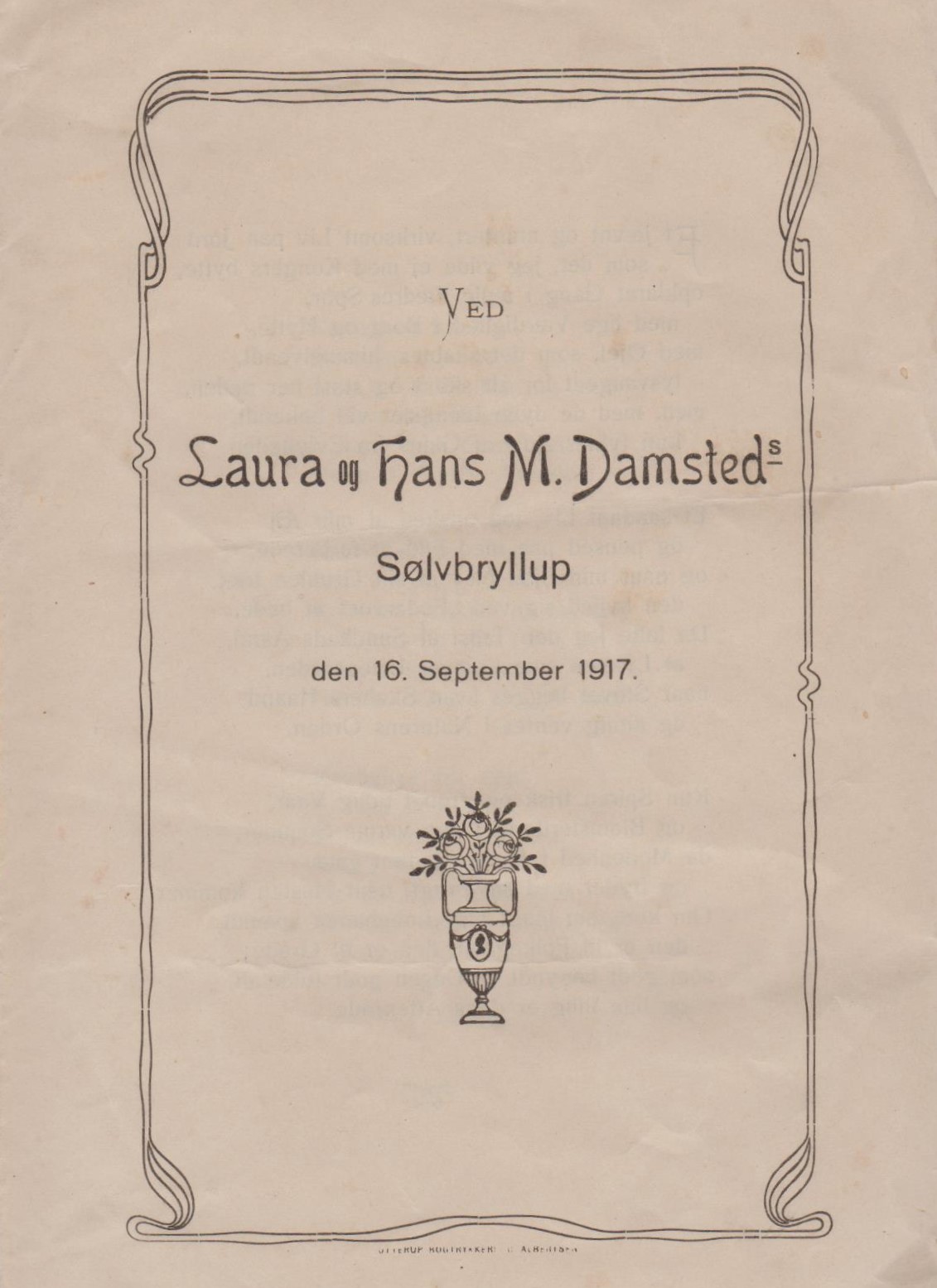 Sanghæfte ved Laura og Hans Damsteds sølvbryllup den 16.september 1917 2